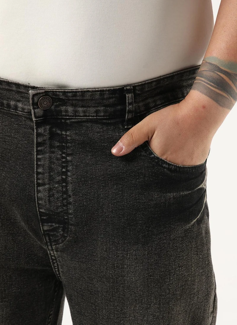 Urbano Fashion  Urbano Plus Men's Black Regular Fit Heavy Washed Denim Jeans Stretchable for Men | Best Price UAE